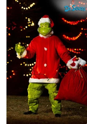 Adulto El Grinch Santa Mono de Lujo con Máscara de Plástico Disfraz Talla L/XL Foto 1 de 2