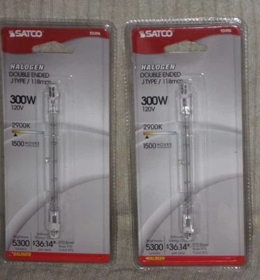 (2) Satco S3496 300W 118 mm R7S Base Double Ended J Type Bulbs NIP - Image 1 of 4