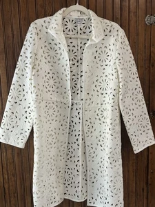 Grace Chuang Größe Medium weiße lasergeschnittene Jacke neu mit Etikett - Bild 1 von 8