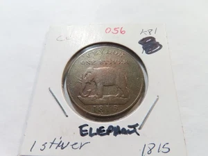 O56 British Ceylon 1815 Elephant 1 Stiver - Picture 1 of 2