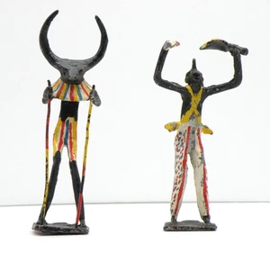 Vtg Folk Art Metal 2 Masquerade Figures Akan W African Carnival Voodoo Haitian - Picture 1 of 11