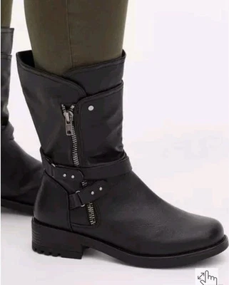 New Torrid Moto Buckle Strappy Boot Plus Size Boot Womens Size 9.5 WW - Image 1 of 4