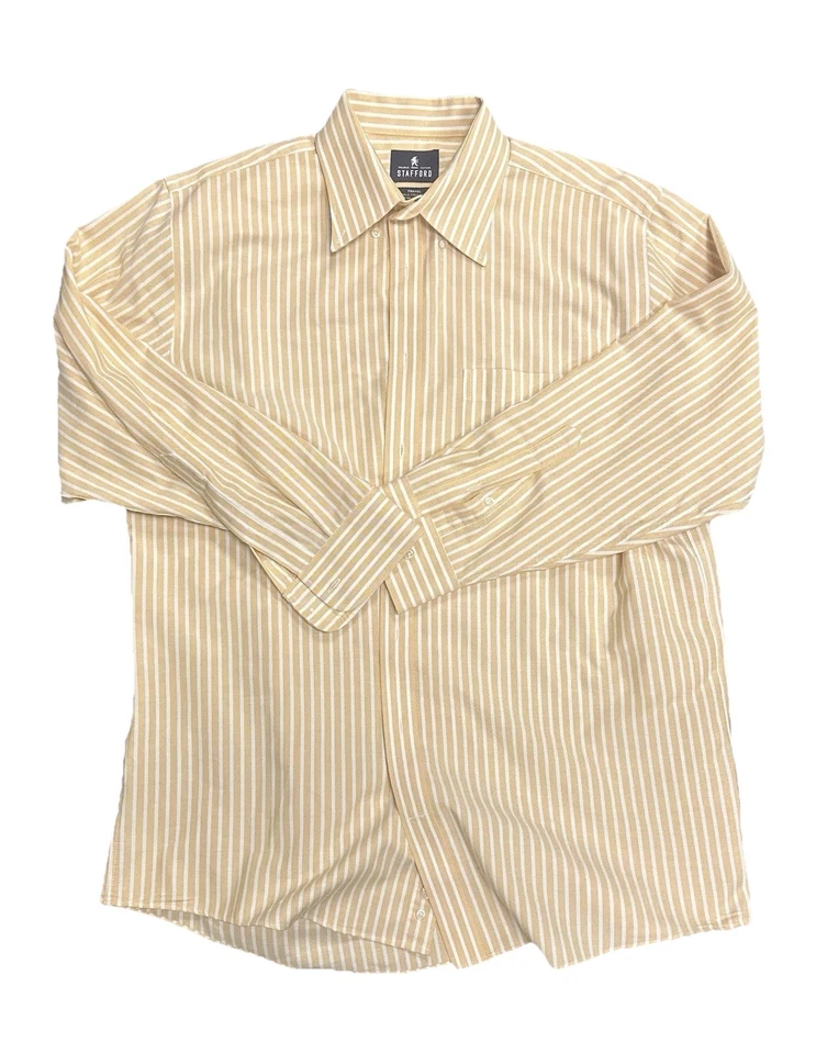 Oxford a Rayas Manga Larga Para Hombre 16.2 Naranja Blanco Rayas Stafford Foto 1 de 3