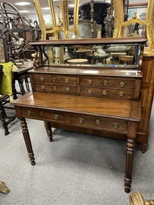 Superb Victorian Solid Mahogany Writing Desk with Drawers & Shelf - Picture 1 of 13