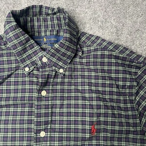 Ralph Lauren Polo Hombres Grande CALCE CEÑIDO Elastizado Oxford Pony Camisa a Cuadros Abotonada - Imagen 1 de 14