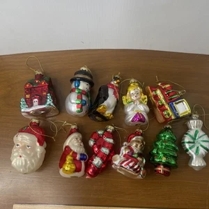 11 Piece Ornament Mercury Glass Lot Santa Tree Candy Snowman Angel - Picture 1 of 24