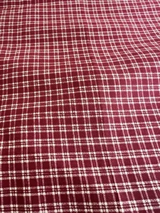 Cotton Fabric Small Burgundy Plaid 1-2/3yd X 38”W Lightweight - Picture 1 of 4