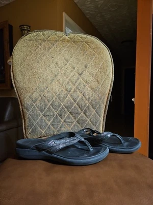 Sandalias Crocs Capri V negras plateadas brillantes sin cordones talla 8 Foto 1 de 4