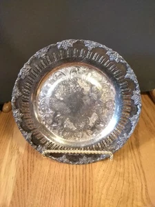 Old English  Repo  Silver Plate Over Copper 9.5" Vintage Elegance Grapes Motif   - Picture 1 of 5