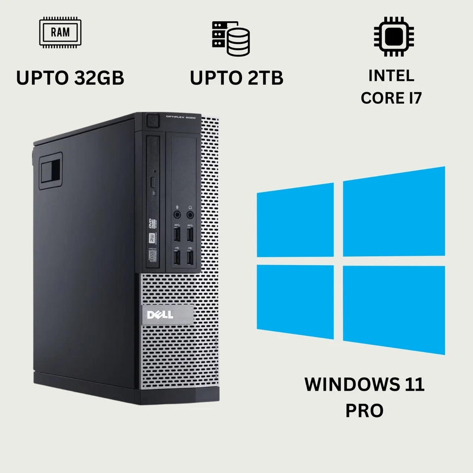 Dell OptiPlex i7 SFF Desktop | Up to 32GB RAM | 2TB SSD | Windows 11 Pro | Wi-Fi - Image 1 of 4