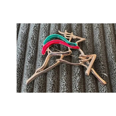 Broche Reno Danecraft Vintage Esmalte Navidad Vacaciones Tono Dorado Foto 1 de 4