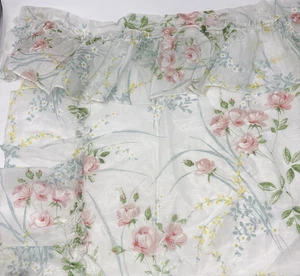 2 transparente Gardine Paneele Rosen Blumen Rüschen romantisch Landhaus 41x78" Stange Tasche - Bild 1 von 17