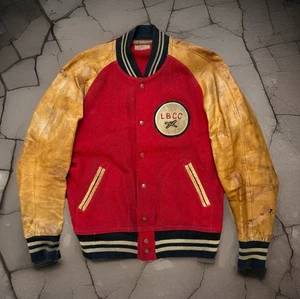 Vintage 1940er HL Whiting LBCC rote College-Jacke Wolle Leder Baseball langer Strand LA - Bild 1 von 23