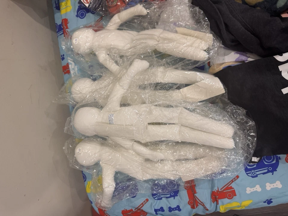 批量 6 件 空白布 Rag 娃娃 15 英寸 白色薄纱填充 DIY 工艺缝纫娃娃 — 第 1/1 张图片