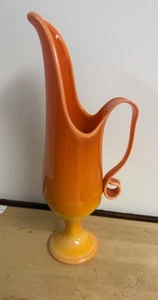 Vintage MCM L E Smith Pitcher Vase Candle Holder Ewer Bittersweet Swung Glass - Picture 1 of 11