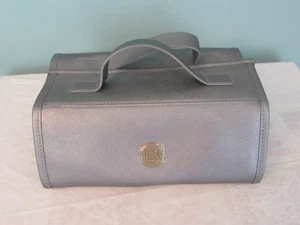 JOY MANGANO GRAY LEATHER BETTER BEAUTY ROLL UP TOILETRY MAKE UP COSMETIC CASE - Picture 1 of 2