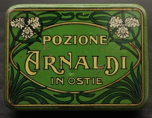 Antica Scatola Latta Pubblicità Pozione Arnaldi Laboratorio Chimico Genova - Picture 1 of 4