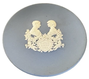 Piatto portagioie Blue Charles Diana nascita reale 1982 Jasper Wedgwood Inghilterra - Foto 1 di 2