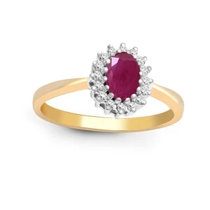 9ct Gold Jewelco London Diamond Red Ruby Classic Royal Cluster Ring 9mm - Picture 1 of 4