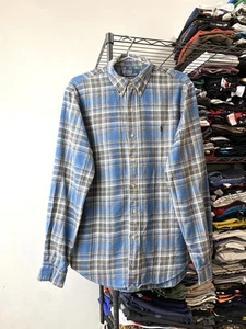 Vintage Polo Ralph Lauren Flanell Kariertes Kariertes Hemd Blau Größe M - Bild 1 von 6