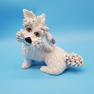 Ceramic Spaghetti Westie Dog Terrier Figurine With Bee On Ear Hand Painted - Picture 1 of 7