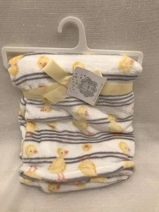 NEW Baby Blanket Lightweight Cozy with Duck Theme Unisex Gray Stripe Neutral NEW - Picture 1 of 11