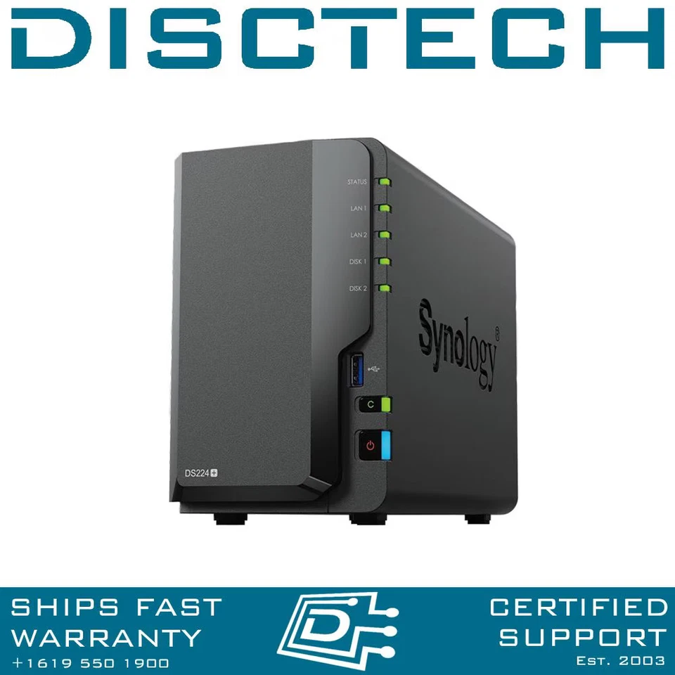 Synology 24TB WD Red Plus DiskStation DS224+ 2-Bay SATA Quad Core NAS Server - Image 1 of 1