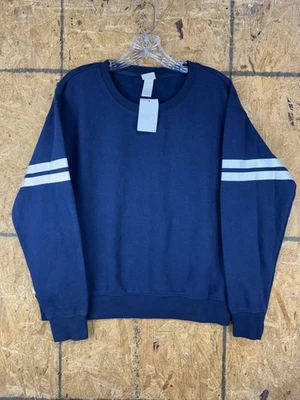 Sudadera H&M Cuello Redondo Hombre Mediana Azul Marino Rayas Pullover Foto 1 de 4