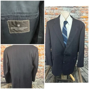 Hickey Freeman Collection Jacket 2-Button Pinstriped Black 46 L Cashmere Blend - Picture 1 of 13