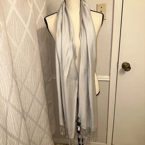 Collection Eighteen ~ Light Grey Tassel Scarf  - Picture 1 of 4