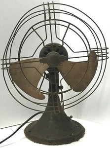 Antique Vintage GE Vortalex Oscillating Wall Fan W/ Brass Blade 3 Speed 272952-1 - Picture 1 of 12