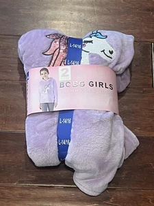 BCBG Purple Gray Girls Large 2-piece Unicorn Plush Hoodie Legging Sweatshirt Set - Picture 1 of 6