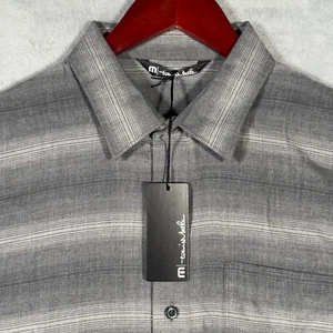 Travis Mathew Shirt Mens Small Gray Striped Cloud Flannel Golf Button Up - Picture 1 of 9