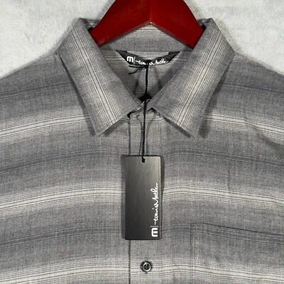 Travis Mathew Shirt Mens Small Gray Striped Cloud Flannel Golf Button Up - Image 1 of 4