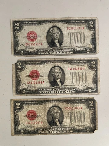 ✯ CULL 1928 Two Dollar Note Red Seal ✯ $2 Bill ✯ Old Paper Lot Currency Vintage✯ Cover