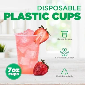Paquete de 100 vasos desechables de plástico transparente de 7 oz - Imagen 1 de 2