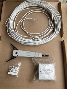 20m 2 PAR White 4 Núcleos Cable Extensión Kit de Extensión de Cable Telefónico de Cobre Herramienta Clips - Imagen 1 de 2