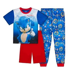 New Sonic the Hedgehog Top, Shorts & Pants Pajama Set 6 8 10 - Picture 1 of 1