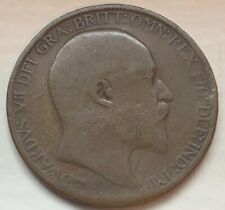 Great Britain 1910 One 1 Penny Coin; Edward Vii, Britannia (#1A36) Uk, England