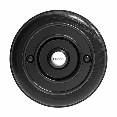 Traditional Round Wired Doorbell in Black Ash Ash and Black Cover