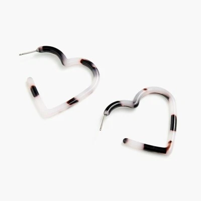  J. Crew Women's NWT Heart Hoop Earrings in Acetate - Natural - Image 1 of 2