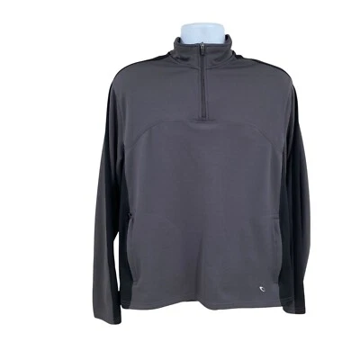 Pullover Tek Gear para Hombres Talla Grande Gris Bolsillos 1/4 Cremallera Simulado Cuello Tortuga Poliéster Foto 1 de 4