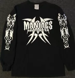 Vtg Maniacs MC Support Faded Shirt M Biker Punk Skate Fire Flames Grunge 90s Y2K - Picture 1 of 13