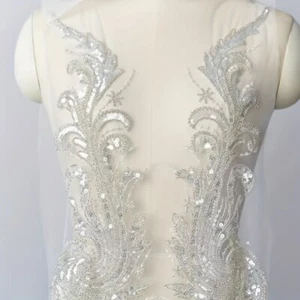 1x Sequin Embroidery Patch Lace Appliques DIY Clothing Wedding Dress Sew Elegant - Picture 1 of 5