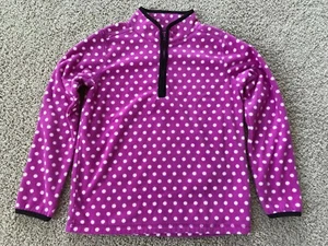 OshKoksh Girl Purple White Polka Dot ¼ Zip Fleece Pullover Sweatshirt Sz 10 VGUC - Picture 1 of 2