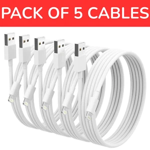 5 USB iPhone Cables Fast Charger For Apple Lead 5 6 7 8 X XS XR 11 12 Pro Cable - Picture 1 of 7