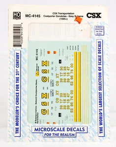 DECALCOMANIA GONDOLA MICROSCALA SCALA HO MC-4145 CSX TRASPORTO COALPORTER 1995+ - Foto 1 di 1