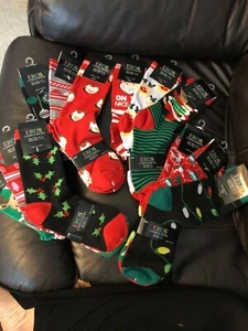 Christmas Socks LOT 12 Pairs ladies size 9-11 shoe sz 4-10 for gift giving NWT - Picture 1 of 12