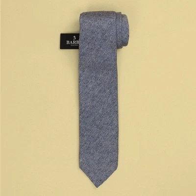 Nuevo con etiquetas Corbata Barba Napoli Azul Marino/Blanco 100% Seda Tweed 7 Pliegues Cuello Italia Foto 1 de 4