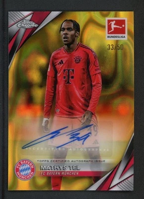 2025 MATHYS TEL 33/50 AUTO TOPPS CHROME BUNDESLIGA LAVA GOLD AUTOGRAPHS - Image 1 of 2